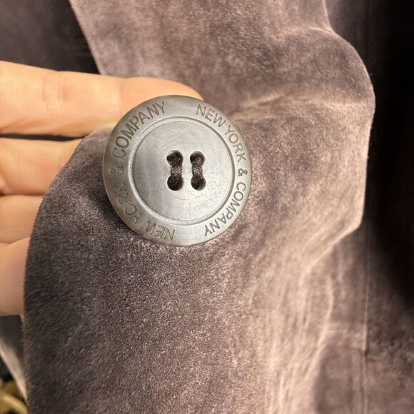 Vintage 90s 00s Brown Suede Leather Long Coat, Women's XL Jacket - Picture 11 of 14